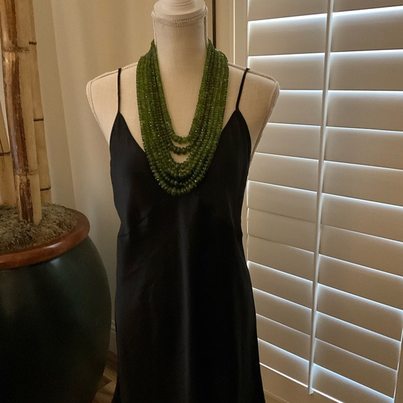 Multi-Strand Peridot necklace with 18KT Gold clasp with diamond accents. - Picture 3 of 8